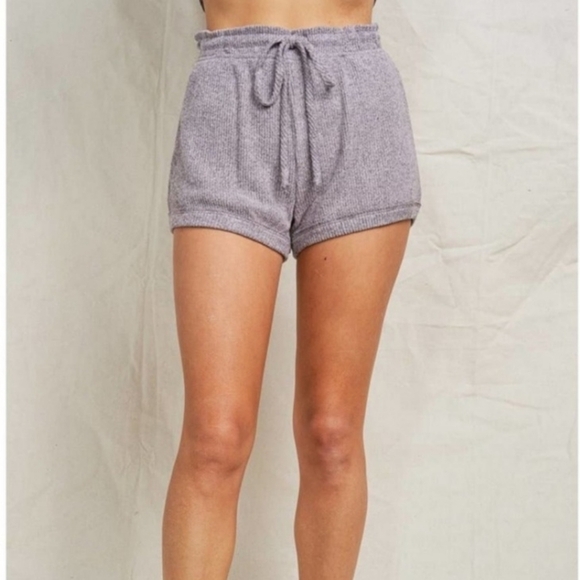 Maronie soft ribbed drawstring lounge shorts with pockets - Picture 7 of 8